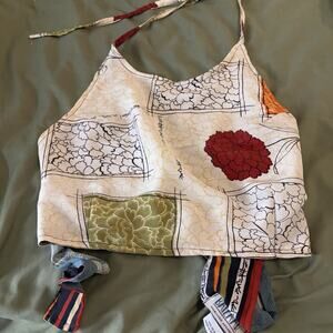 100% Silk Halter Top Adjustable Reversible Festival Hippie Boho Beach Baizaar